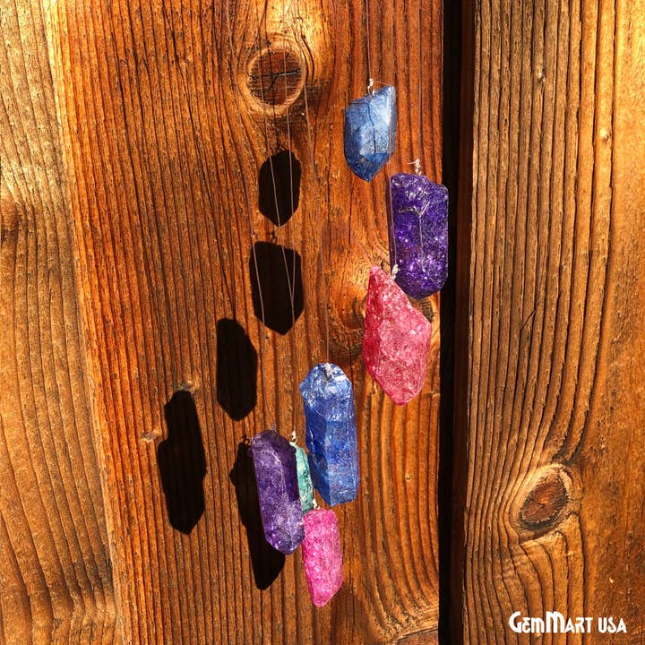 GemMartUSA - Venta al por mayor Campanas de viento - Carillón de viento en cuarzo arcoíris para exteriores, tonos melódicos