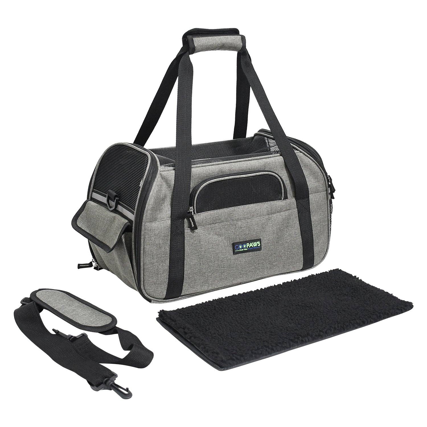 Jespet - Wholesale Pet Carrier - Cat/Dog - GOOPAWS Soft Sided Pet Carrier Perfect for Travel, Smoke Grey, 17"3