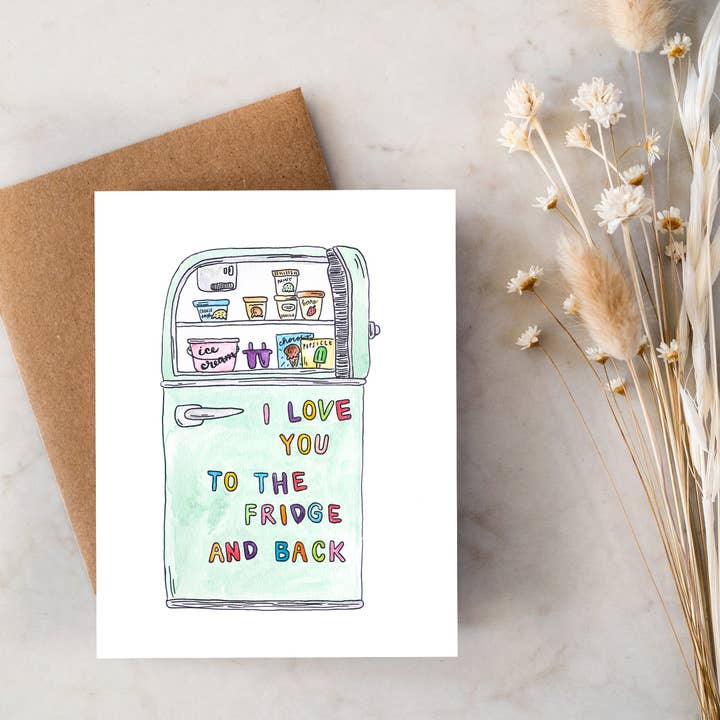 Ich liebe dich Bis zum Kühlschrank und zurück Karte für den Großhandel von Clara Cecilia Design