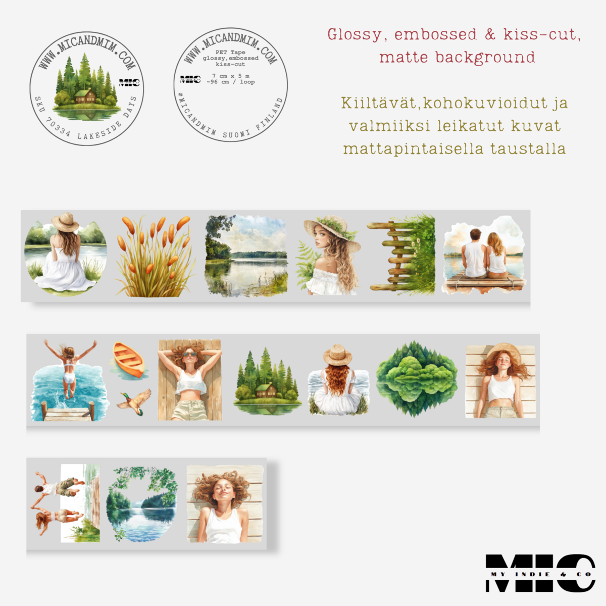 MIC & MIM Premium Paper Shop - Wholesale Washi Tape - MIC | PET Tape (3D Glossy & Kiss-cut): Lakeside Days7