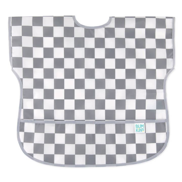 Junior Bib: Charcoal Check for wholesale by Bumkins