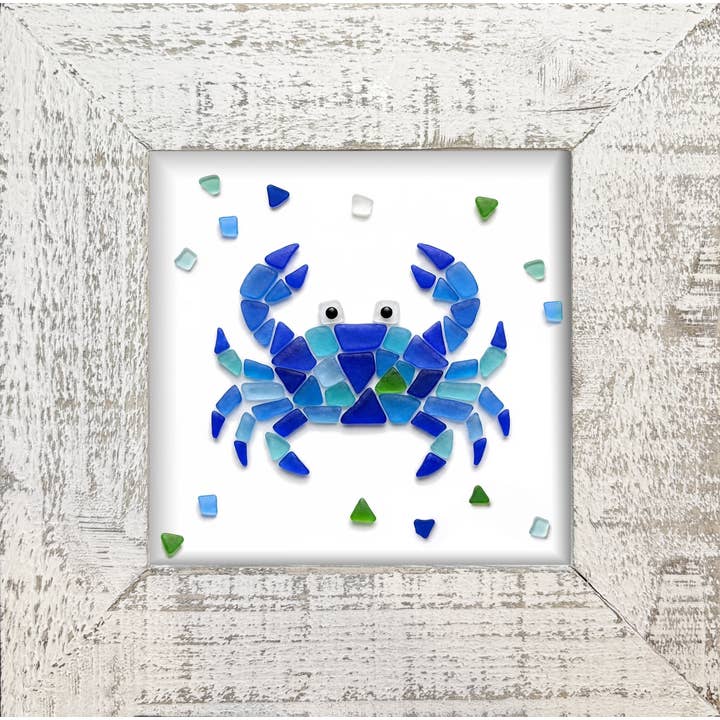 Sea glass Blue CRAB Framed Print for wholesale by LISART LLC