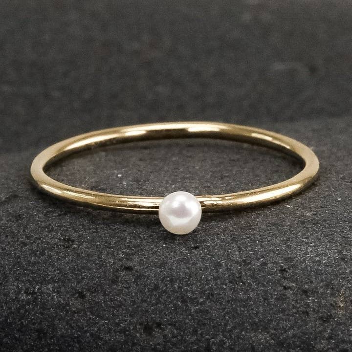 Mini anillo apilable de perlas para venta al por mayor de Lotus Stone Jewelry