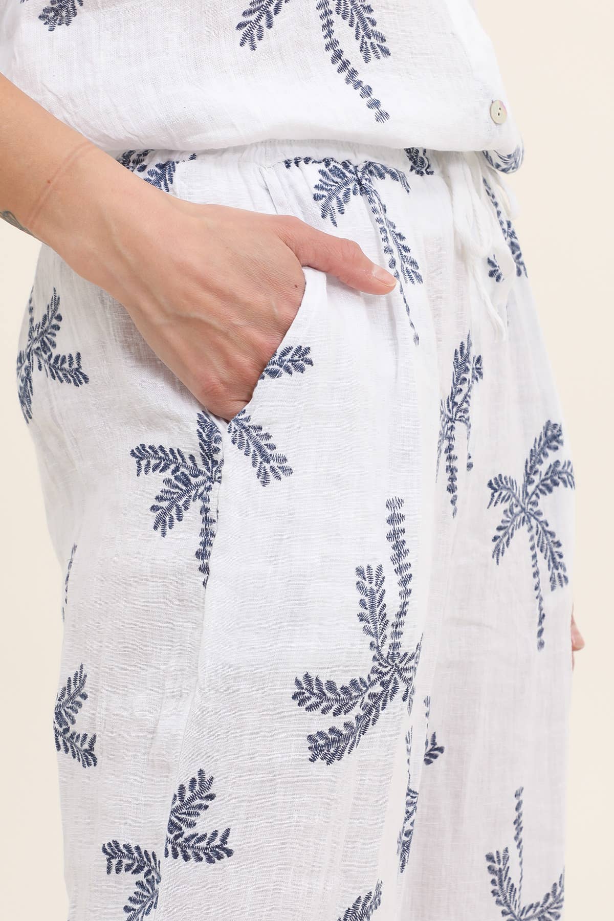 LÉA & LUC - Vente Pantalon – femme - Pantalons imprimé en 100% Lin REF.821829