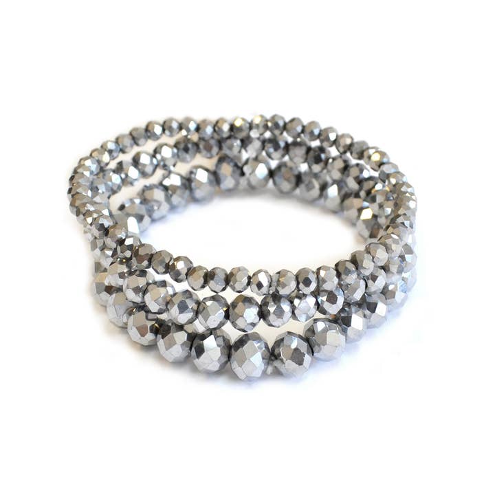 StarryNYC - Wholesale Jewelry Set - 3 Pcs Set Stackable Crystal Glass Beaded Stretch Bracelets23