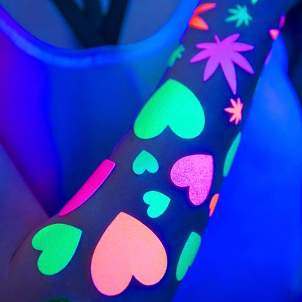 Sasswear - Wholesale Nipple Pasties - Women's - Heart Blacklight Body Stickers-40 Pk2