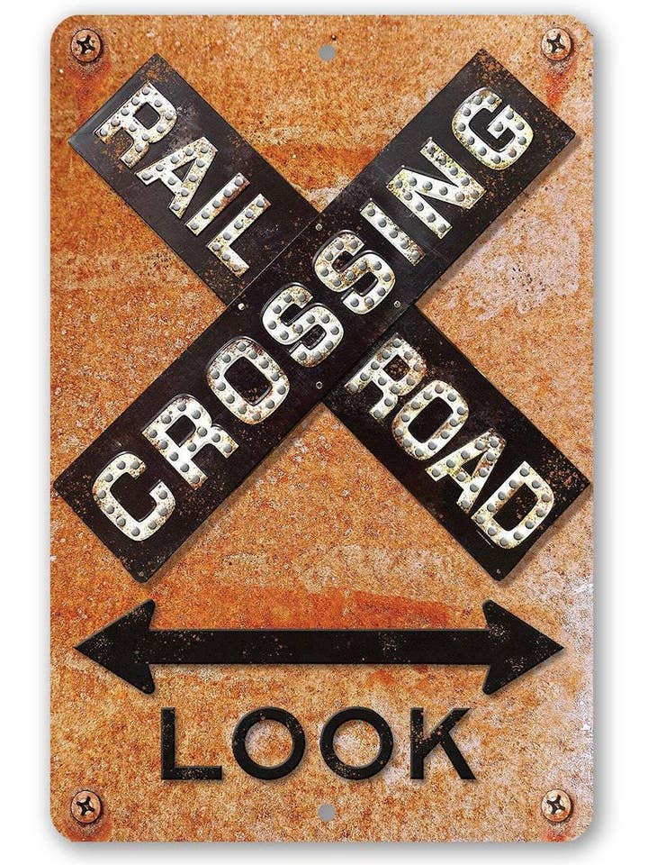 Rustic Metal Sign | Railroad Crossing for wholesale by Lone Star Art Metal Signs