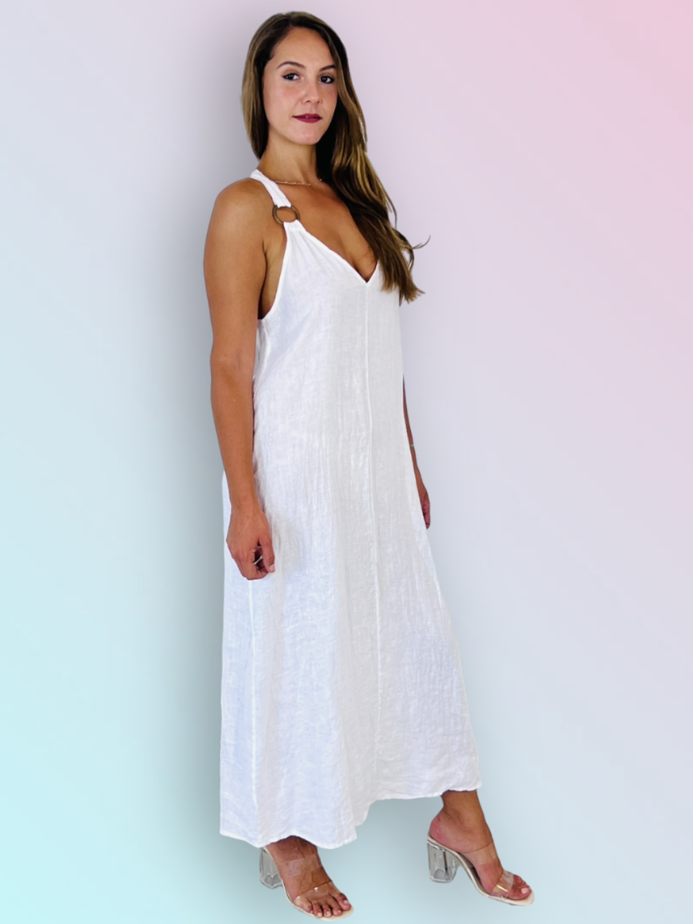 Linen & More - Wholesale Dress - Women's - REF 16857 LONG STRAP DRESS 100% LINEN4