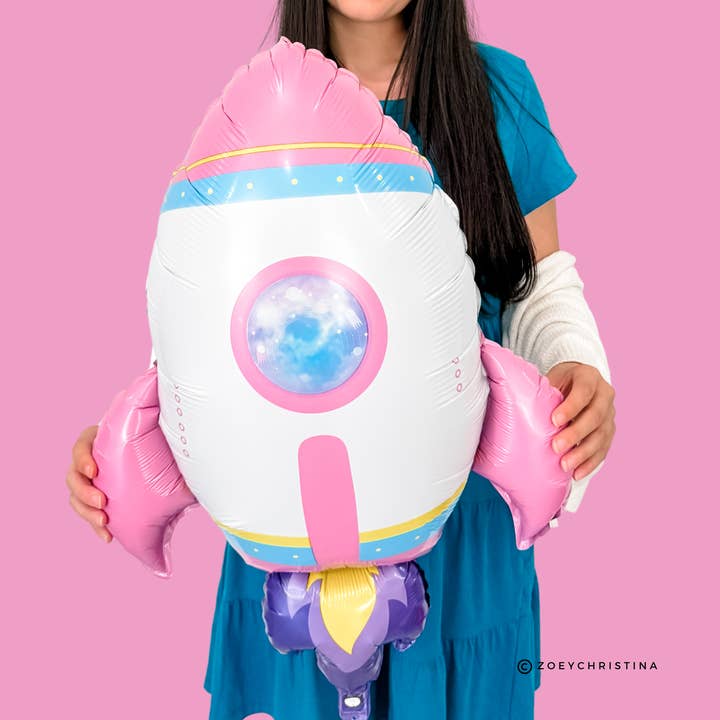 Zoey Christina - Wholesale Balloon - Pink Rocket Ship Foil Balloon – Space Party & Galaxy-Theme1