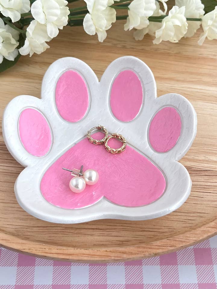 Puppy Paw Print Trinket Dish Jewelry Tray for wholesale by Crochet and Clay Cat