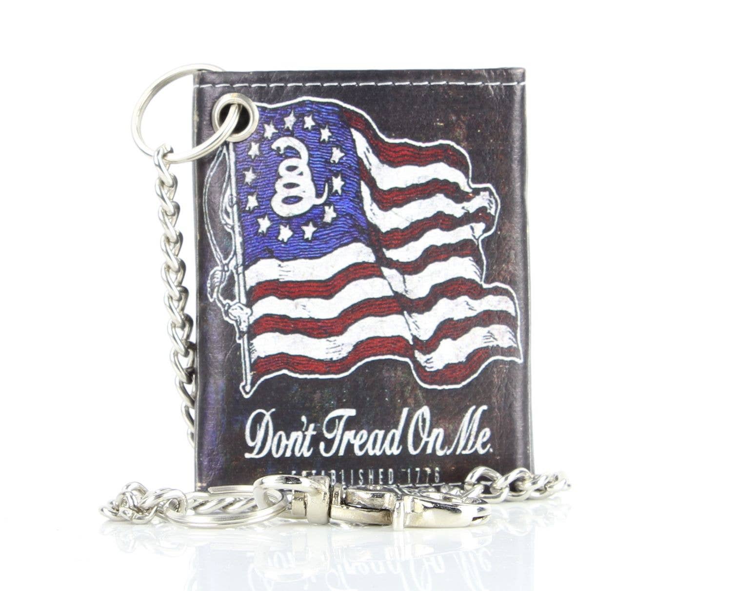 Leather Impressions Inc - Wholesale Wallet - Unisex - Don't Tread On Me Vegan Leather Chain Wallet with Gift Box4