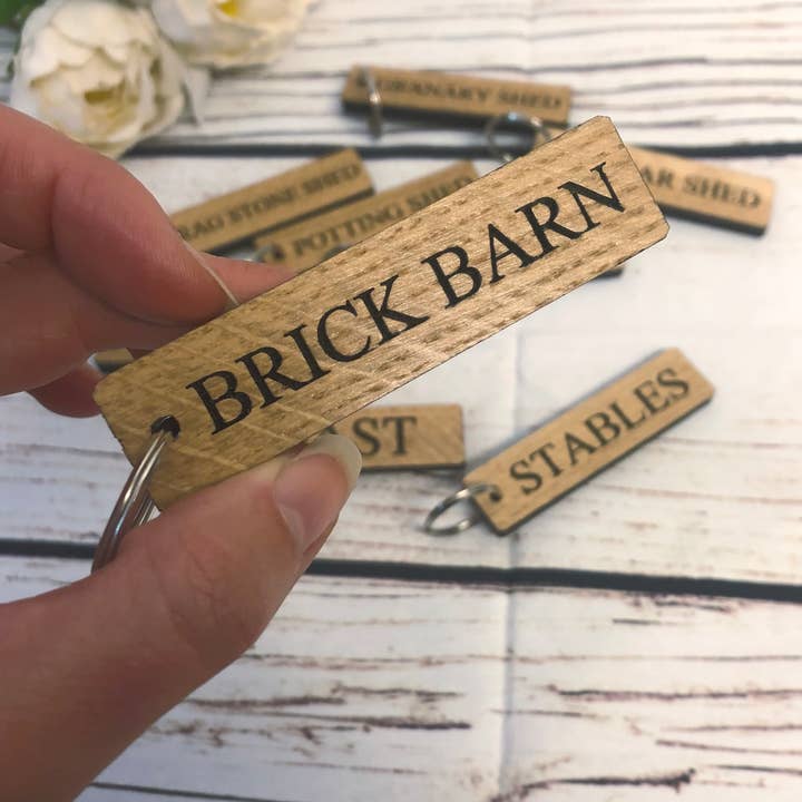 Oak Cut Out Key Ring for wholesale by Holder and Hook