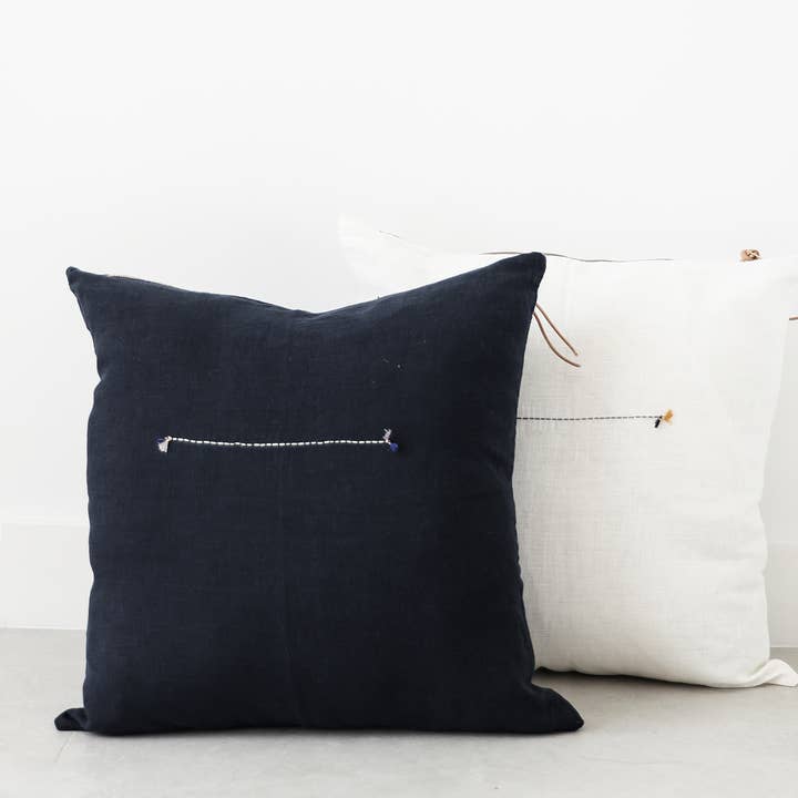 Cielo Pillow- Navy blue linen. 20x20 inches for wholesale by Celina Mancurti, LLC