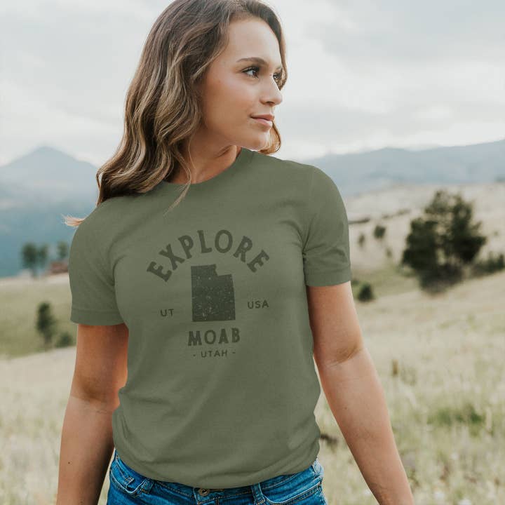 Explore State w/ City, State - Custom Duo-Tone T-Shirt for wholesale by North & Pine