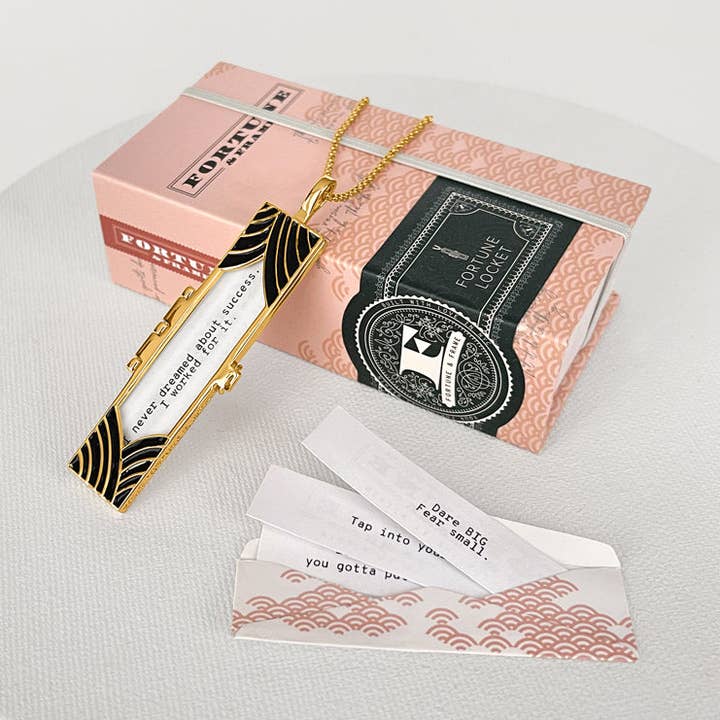 Deco Fortune Locket (Onyx) - Gold for wholesale by Fortune & Frame