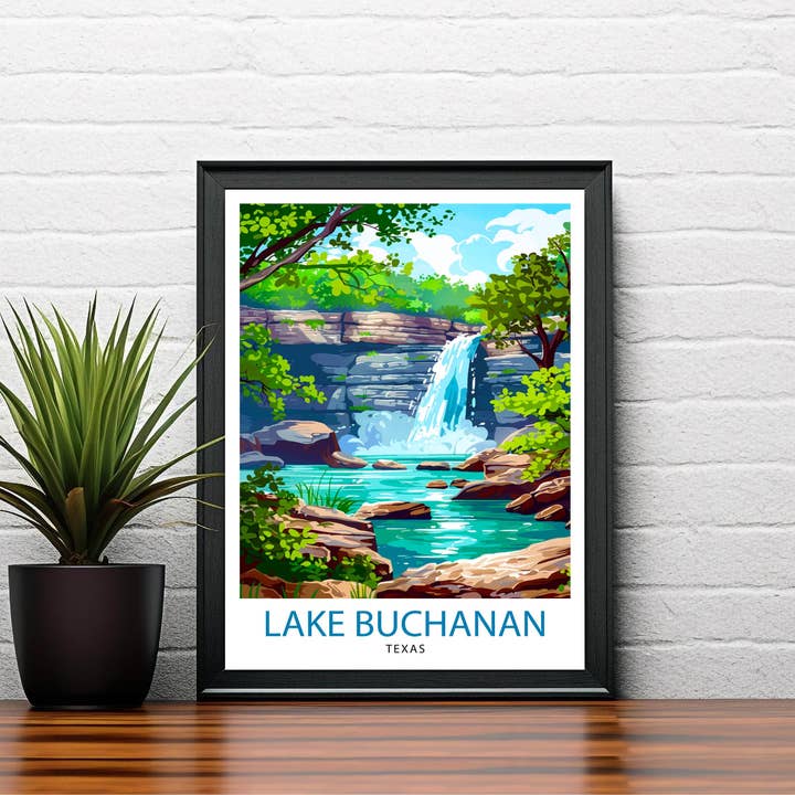 InkNPrintz – wholesale Art print – Lake Buchanan Texas Travel Poster3