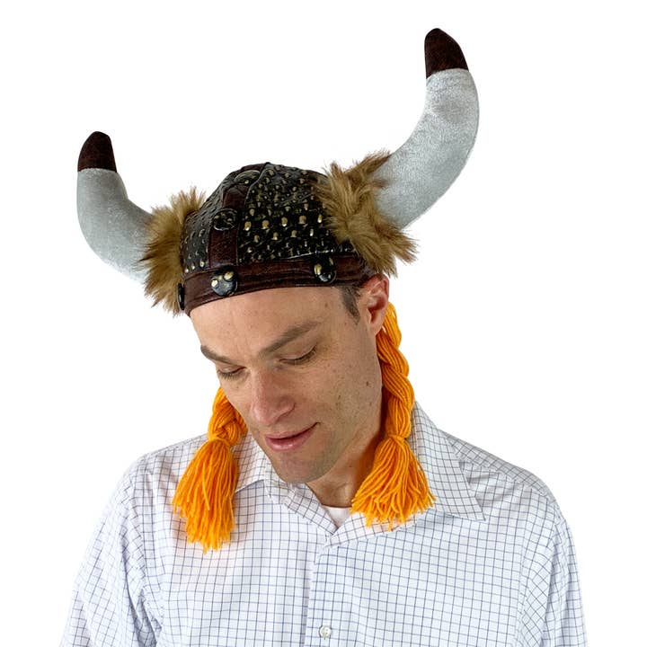 European Heritage Gifts - Wholesale Costume - Women's - Viking Costume Black Cloth Helmet Hat with Braids