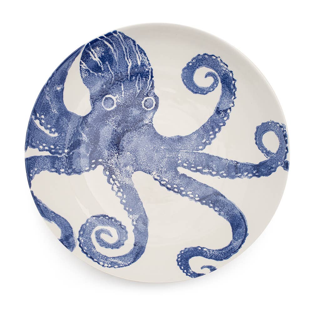 BlissHome – Engroshandel Serveringsskål – Creatures XL skål med blæksprutte i blå | Stentøj1