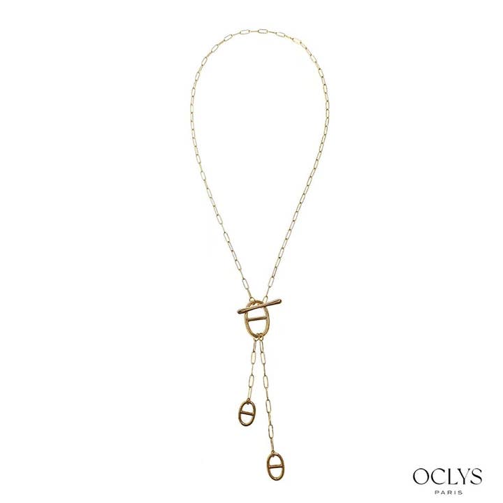Oclys - Wholesale Y-Neck/Lariat Necklace - Iria long necklace Y chain gold stainless steel