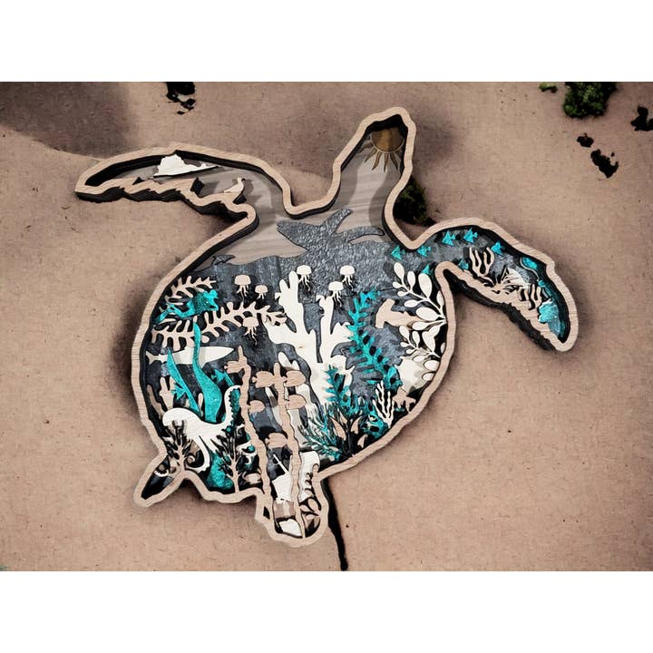 Tartaruga marina a strati con scena oceanica per la vendita all'ingrosso da parte di Kaci's Kreations