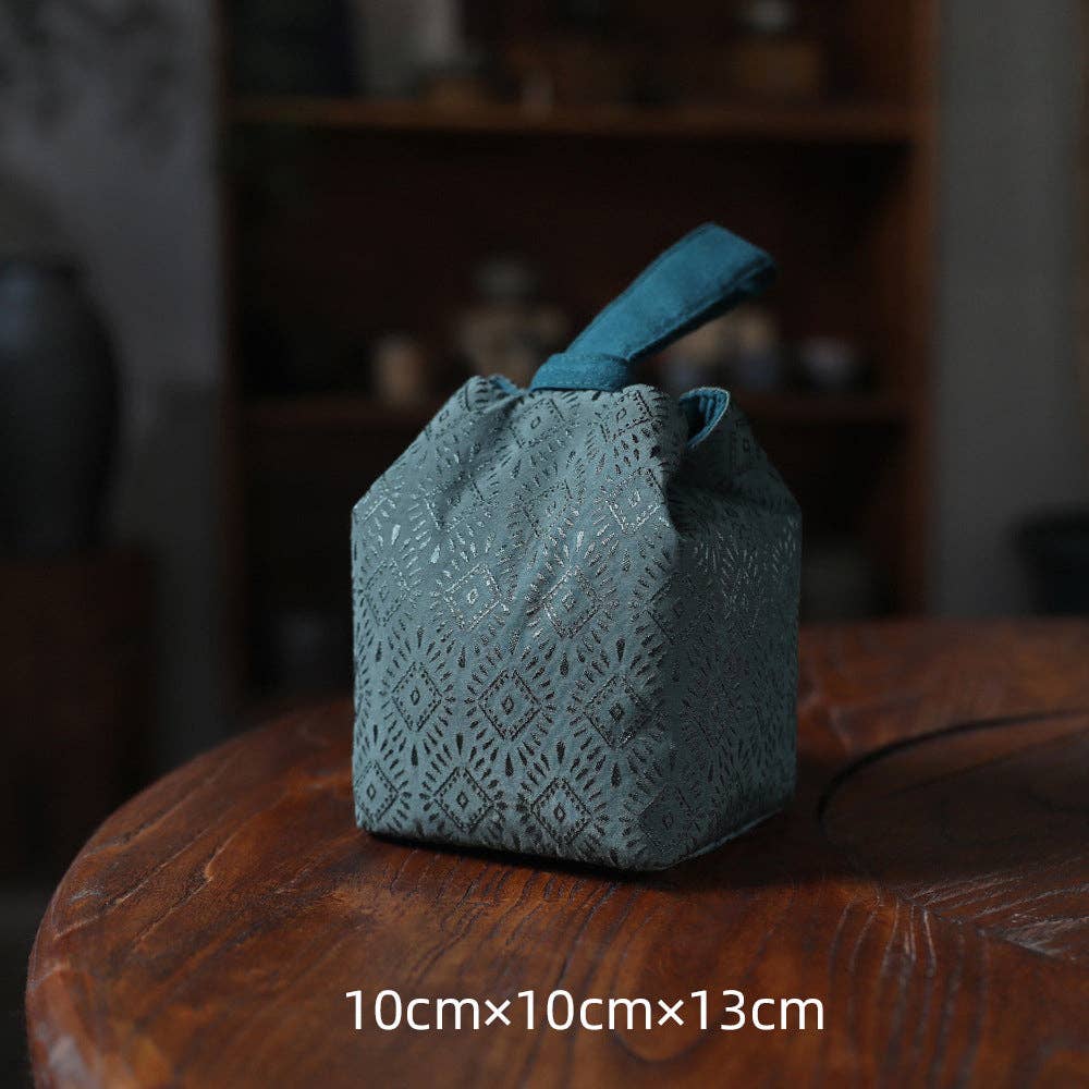 Gohobi （We cover U.S. import duties） – wholesale Förvaringspåse – Gohobi Grön Vävd Brokad Tekärlsförvaring Resväska Shifuku1