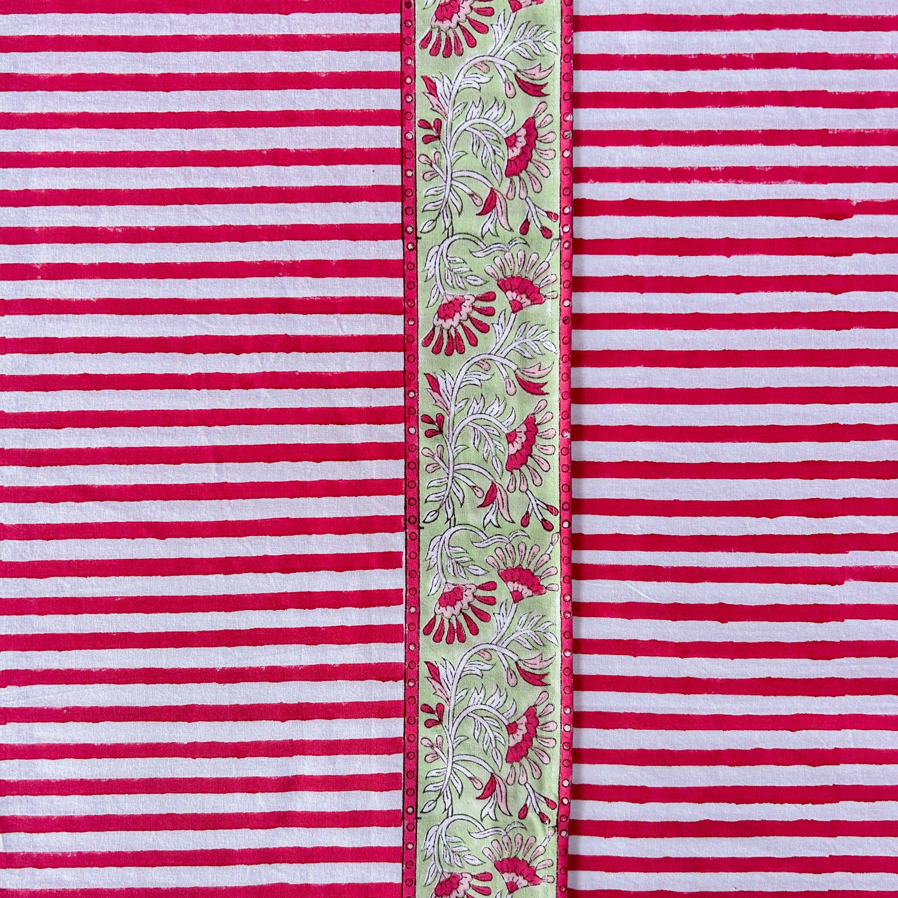 Constance & Denny - Wholesale Tablecloth - NEW RED STRIPE hand block printed tablecloth3