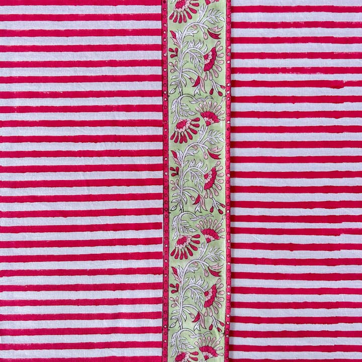 Constance & Denny - Wholesale Tablecloth - NEW RED STRIPE hand block printed tablecloth3