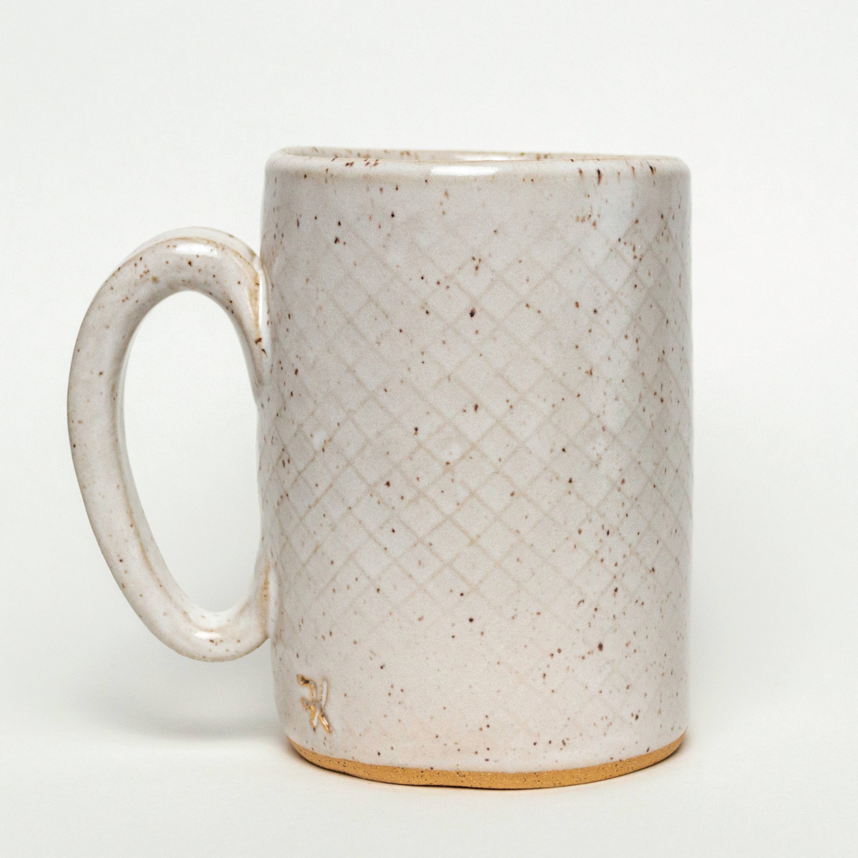 White Squirrel Clayworks – wholesale Coffee mug – Goldfinch Pattern Handmade in Ohio Ceramic White 14oz Mug2