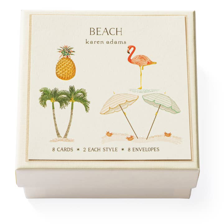 Karen Adams Designs - Vente Assortiments de papeterie/cartes - Boîte d'Enclos Cadeau de Plage