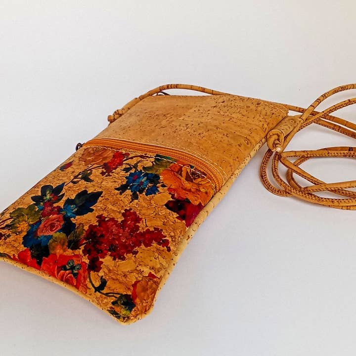 Borsa per Cellulare in Sughero Naturale con Stampa Floreale per la vendita all'ingrosso da parte di Line Cork