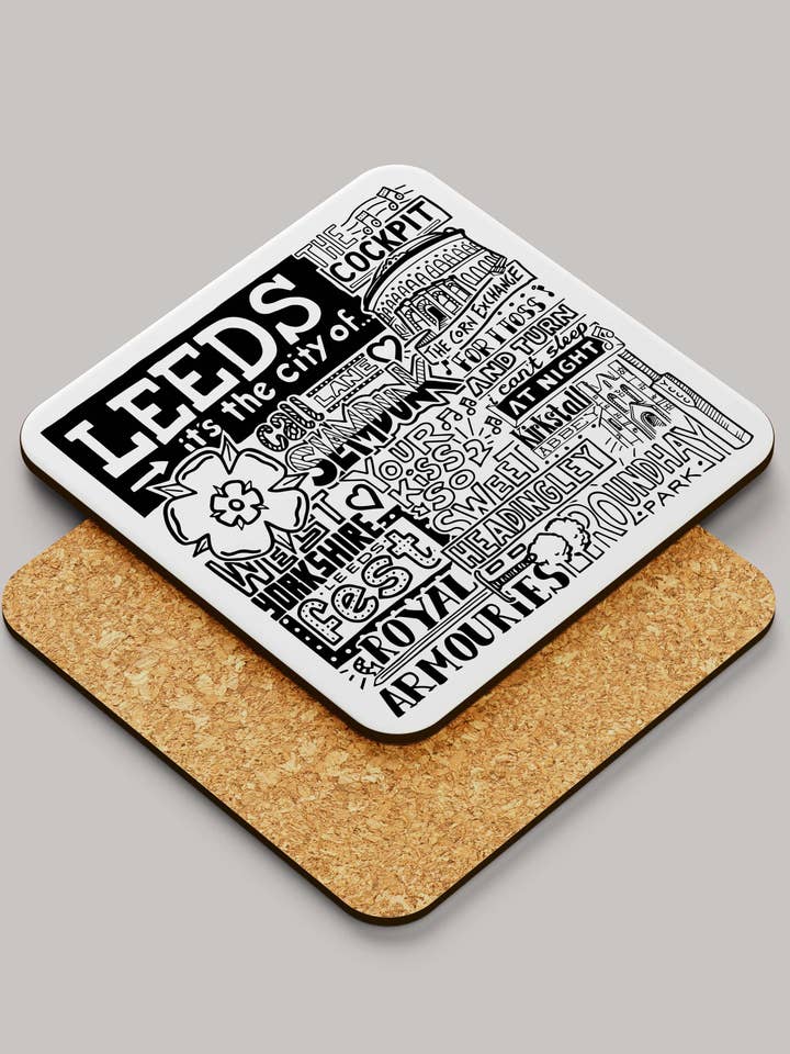 Leeds Landmärken Fyrkantig Underlägg för wholesale av Sketchbook Design