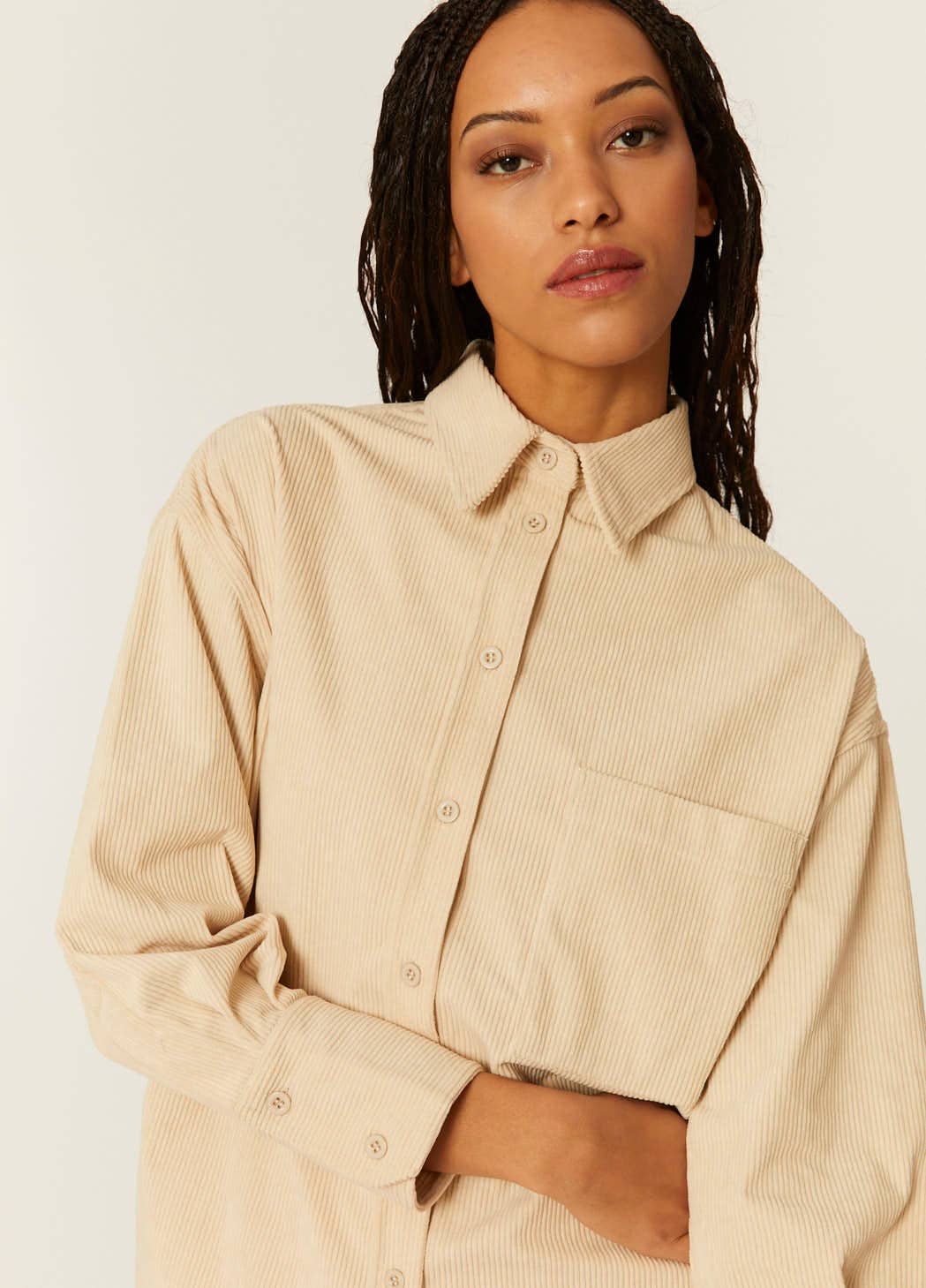 Pepaloves - Wholesale Button Down Shirt - Women's - CAMISA PANA BEIGE2