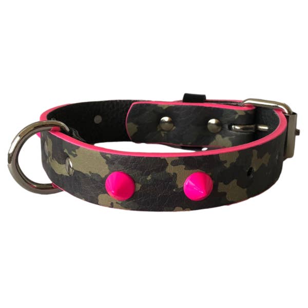 CAMOUFLAGE COLLAR WITH HIGH CONE STUD FUCHSIA for wholesale by My queen