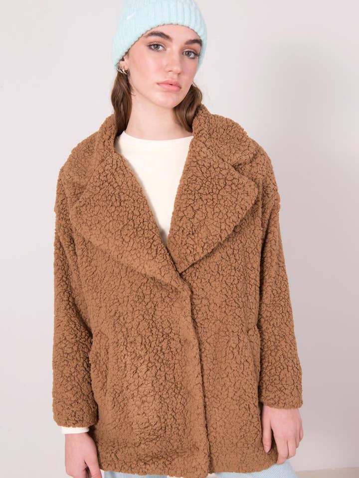 15932 - BEIGE - Faux Wool Coat for wholesale by BSL