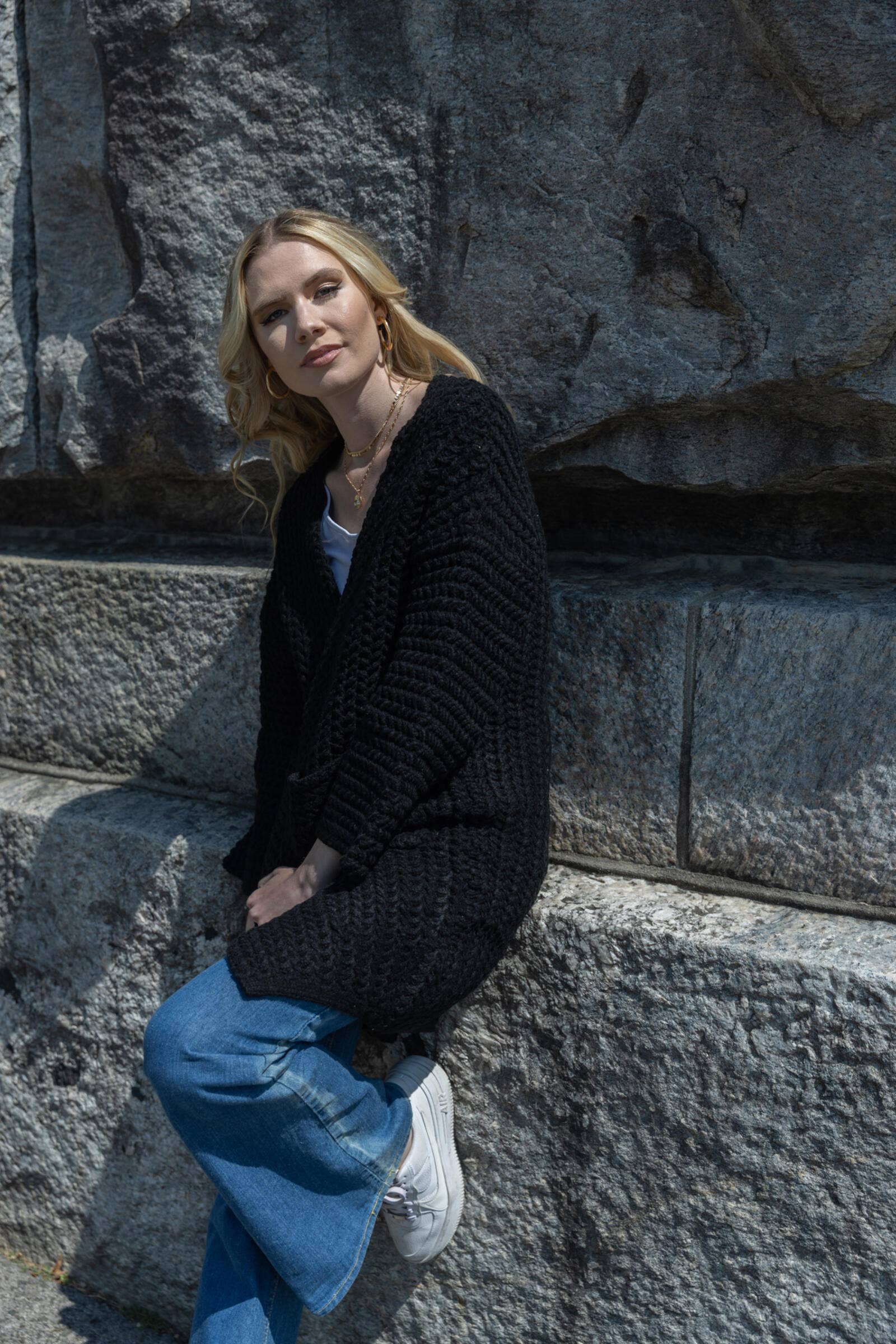 SAACHI - Vendita all'ingrosso Kimono - Donna - Cardigan Kimono a maniche lunghe in maglia a trecce21