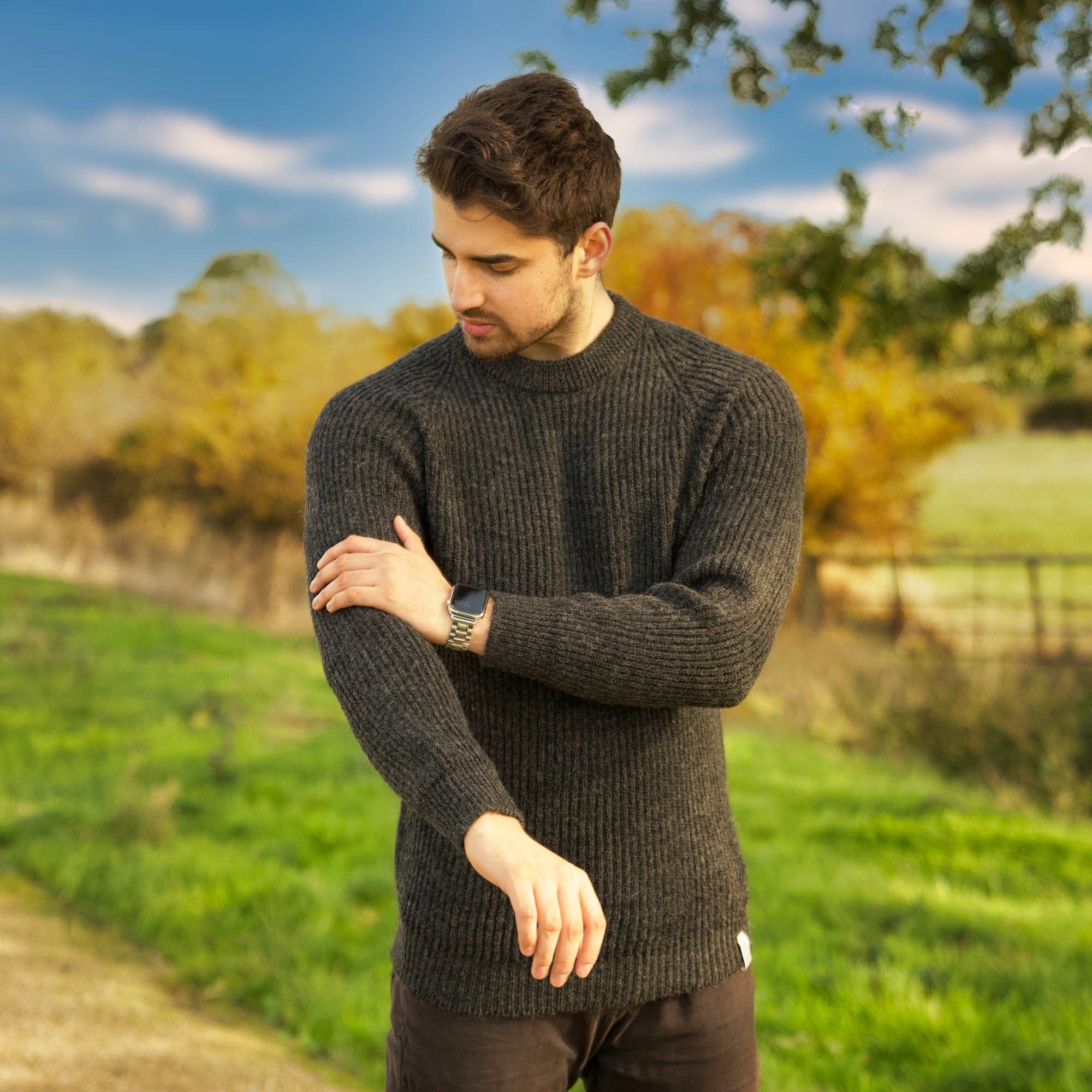 Mars Knitwear – wholesale Knitted jumper – Men′s – British Wool Seamless - Hawking - Charcoal4