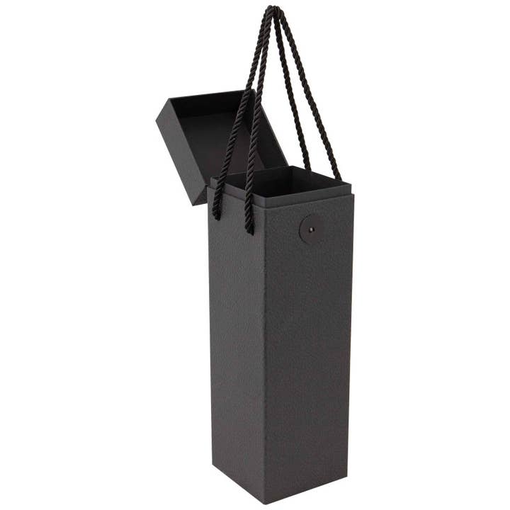 Deffrennes - Wholesale Gift Box - Indispensable black leather cardboard bottle box 10x10x33cm2