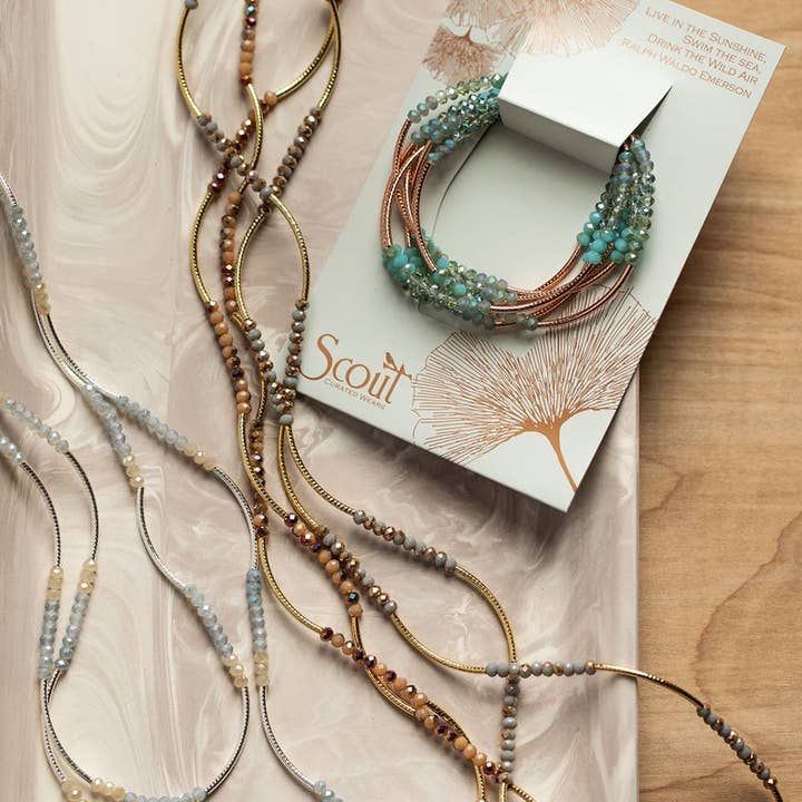 Scout Curated Wears - Wholesale Beaded Bracelet - Scout Wrap : Neptune/rose gold4