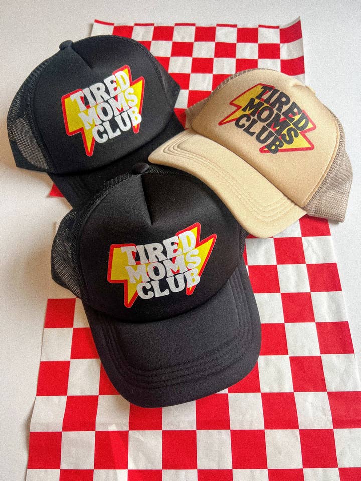 Tired Moms Club Trucker Hat, Trendy Mama Hat, Aesthetic Mom Gift, Gift for Mom, Mother’s Day Gift for Mom, New Mom Gift, Baby Shower Gift for wholesale by Little Mama Made It