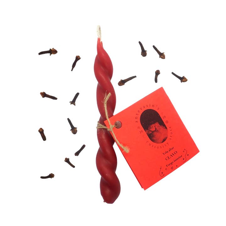 Antevasin´s Store - Venta al por mayor Velas cónicas/candeleros - Vela roja ritual pareja CLAVO (valor y Pasión) trenzada 13cm
