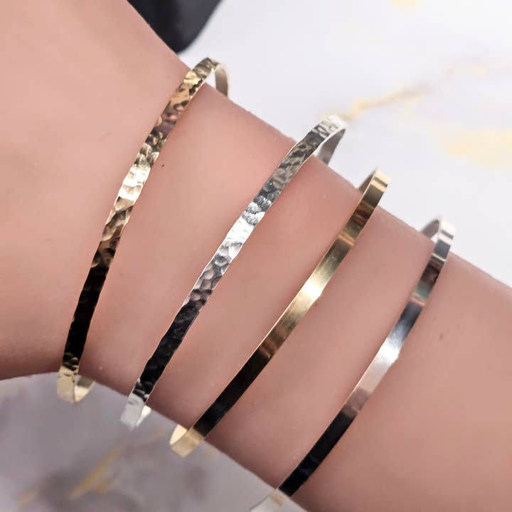 Half Moon Jewelry Designs - Wholesale Bangle Bracelet - Permanent bangle (Wide Hammered Cuff), Bangle blank PJ5