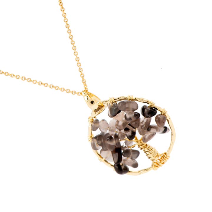 Luxenter – Engroshandel Halskæde med vedhæng – Halskæde af røgkvarts bjergkrystal med 18K guld finish - Budleia1