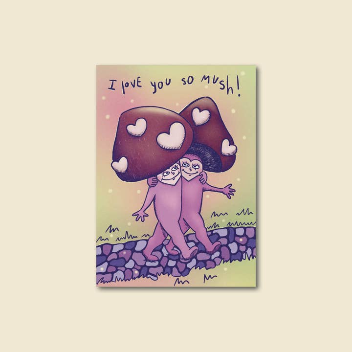 "Mush Love" Schattige Paddenstoelen Wenskaart voor wholesale door Late November Ink