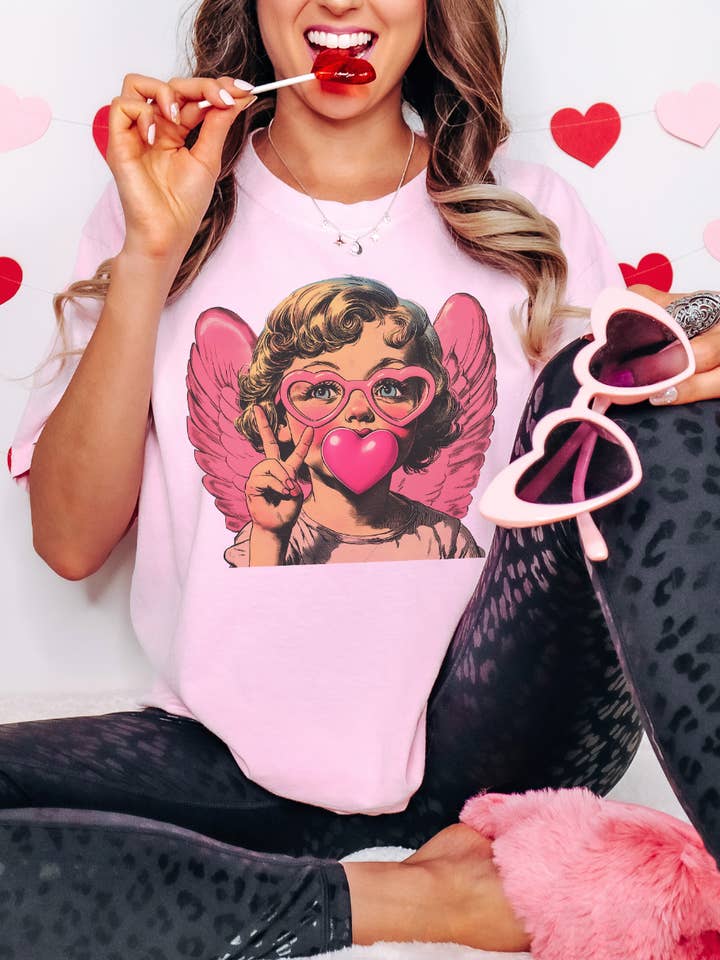 THE LATTIMORE CLAIM - Wholesale Graphic Sweatshirt - Women's - Bubblegum Cupid Valentine - Multiple color options2