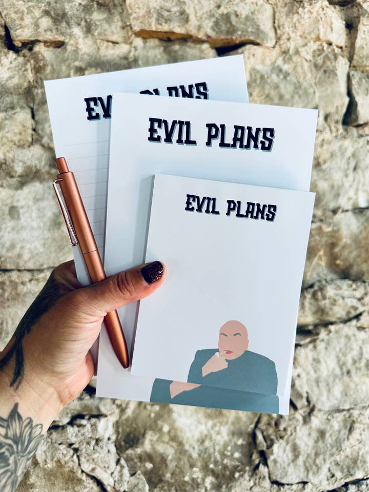 Evil Plans Notepad for wholesale by maedaymaedaymaeday