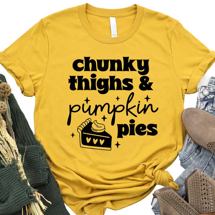 Epic Life - Designed – Großhandel T-Shirt mit Siebdruck – Damen – Chunky Thighs & Pumpkin Pies Grafik-T-Shirt für Damen3