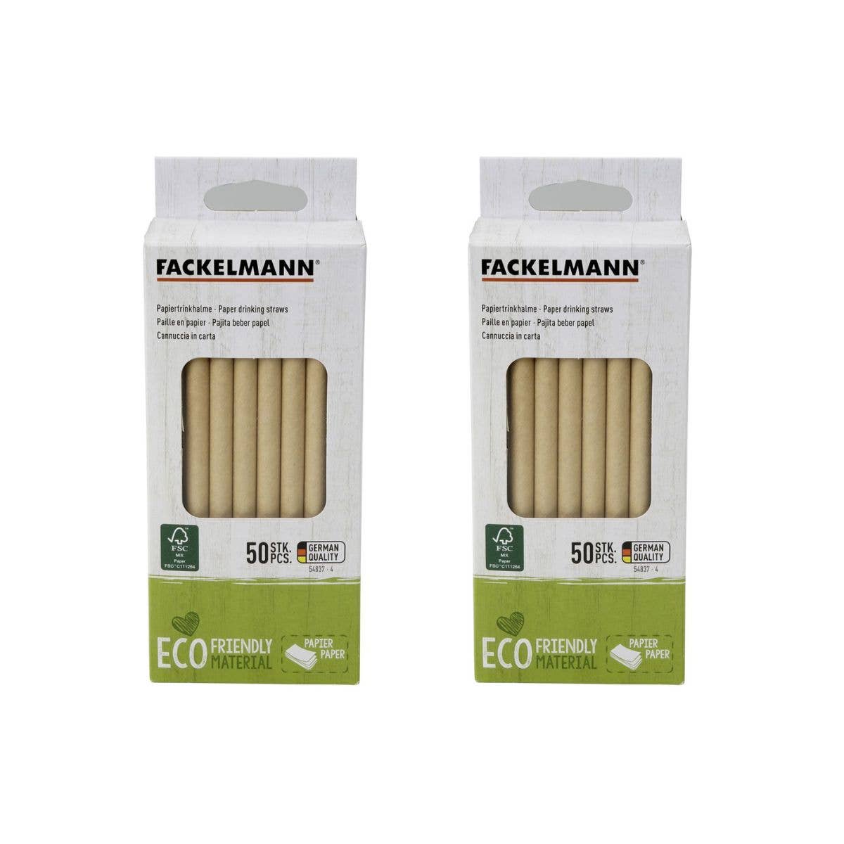 Fackelmann - Wholesale Drinking Straw - Set of 2 boxes of 50 brown rigid paper straws 15 cm0