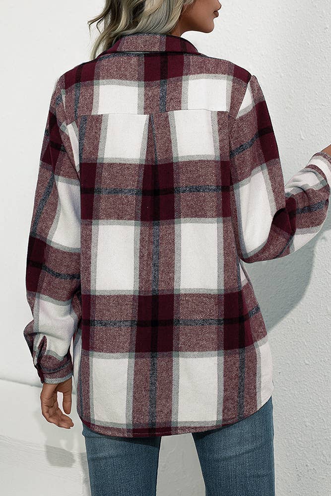 UNISHE - Wholesale Shirt Jacket/Shacket - Women's - TOPW439 Plaid Flannel Shacket Jacket4