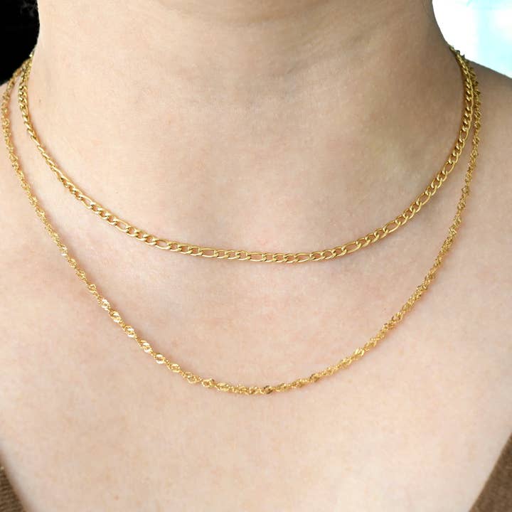 Singapore Chain Necklace - Waterproof Dainty Twisted Chain for wholesale by Blueyejewelry