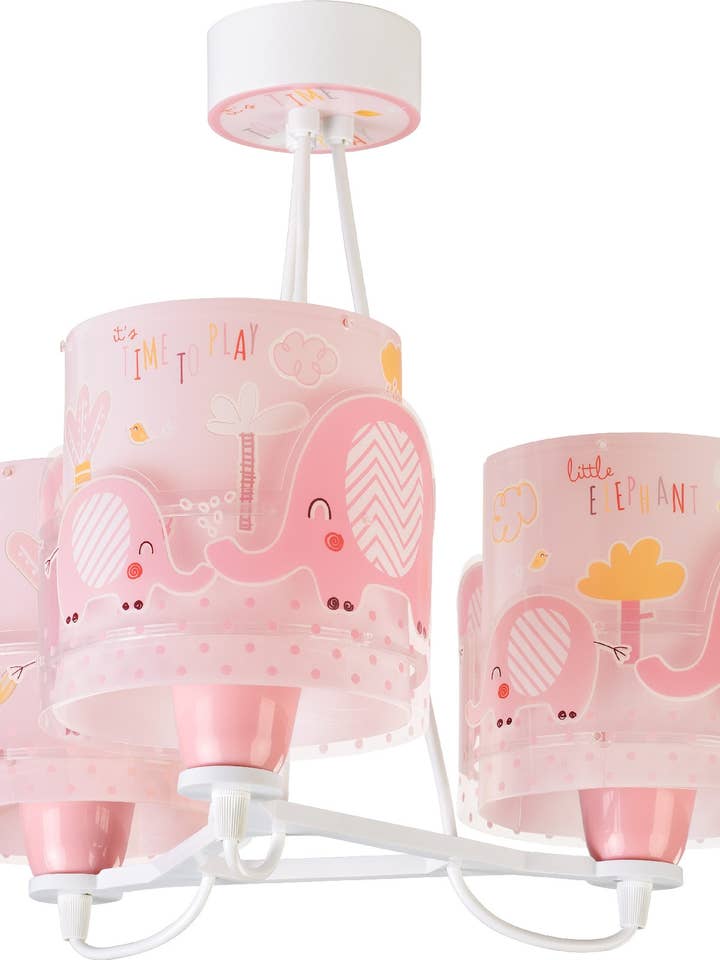Little Elephant kinderplafondlamp 3 lichts roze voor wholesale door Dalber